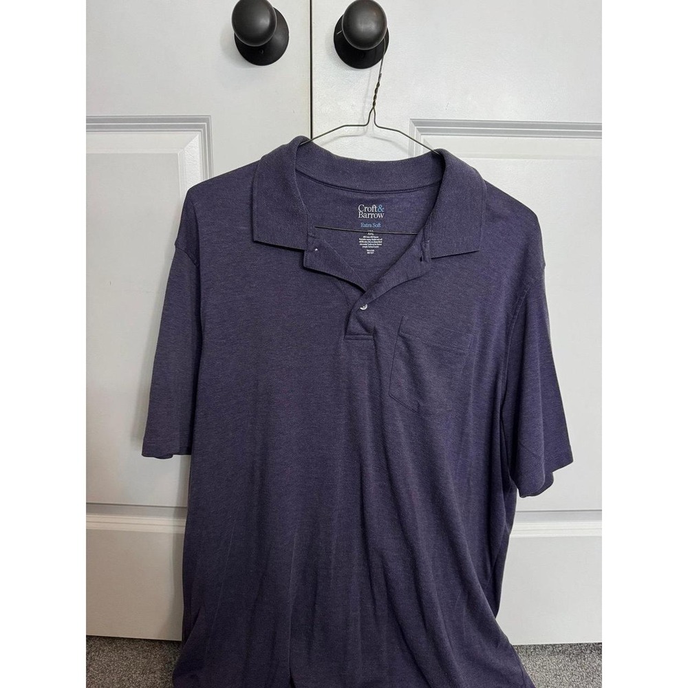 Croft & Barrow Mens XXL Purple Heathered Extra Soft Short Sleeve Polo Shirt